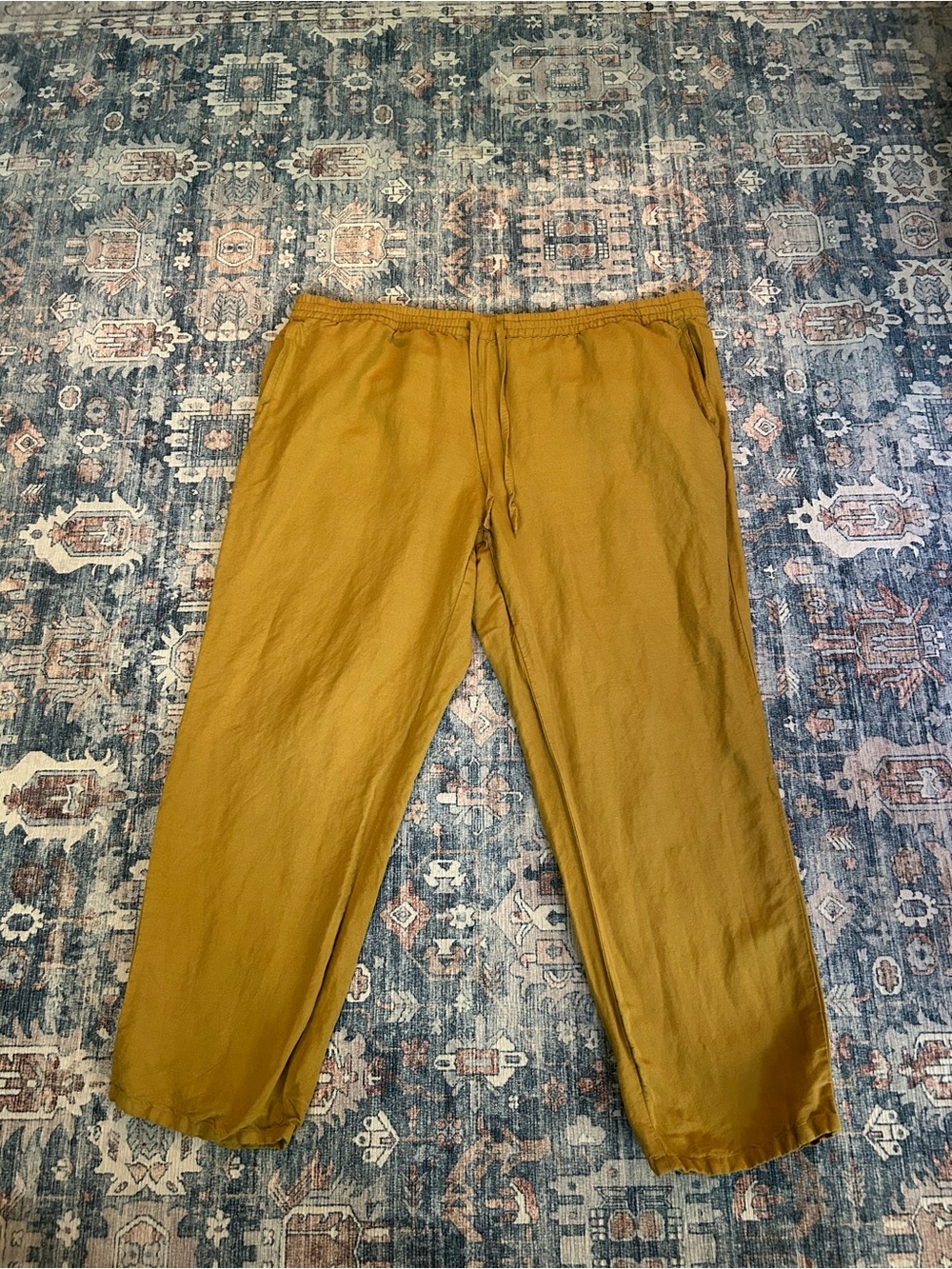 J. Jill Mustard Yellow Linen Drawstring Relaxed Pants 2X